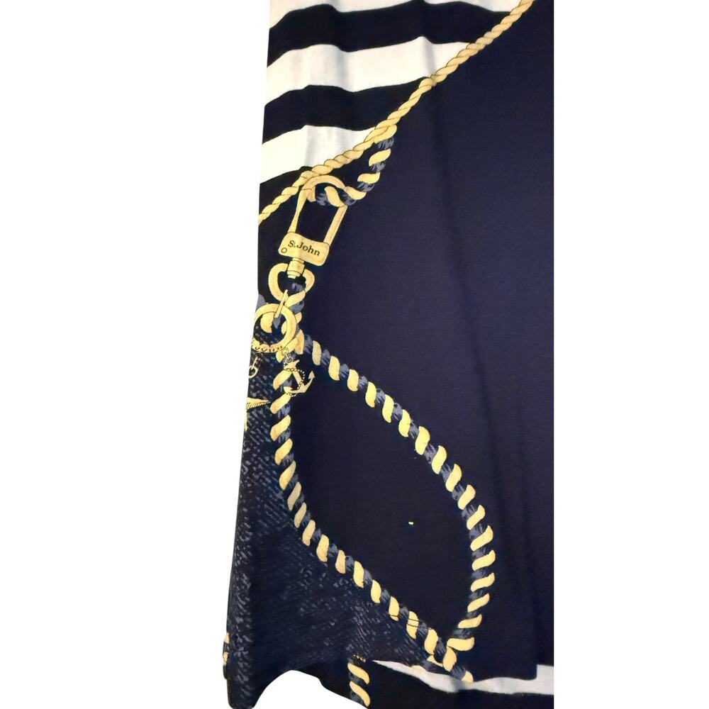 St John Sport Nautical Print Sleeveless Shell Top P Navy Rope Anchor Stripe NWT - Picture 5 of 9